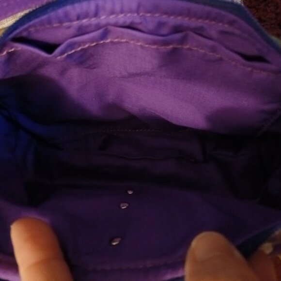 New Southwestern Faux leather Shoulder Bag Purse Brown Purple Crescent Baguette - Picture 8 of 8